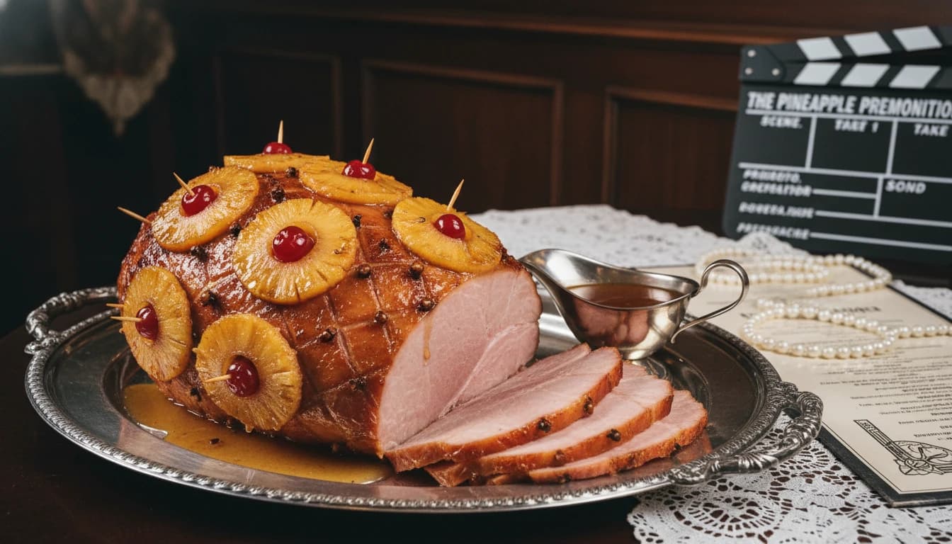 Festive Baked Ham with pineapple rings and glossy glaze