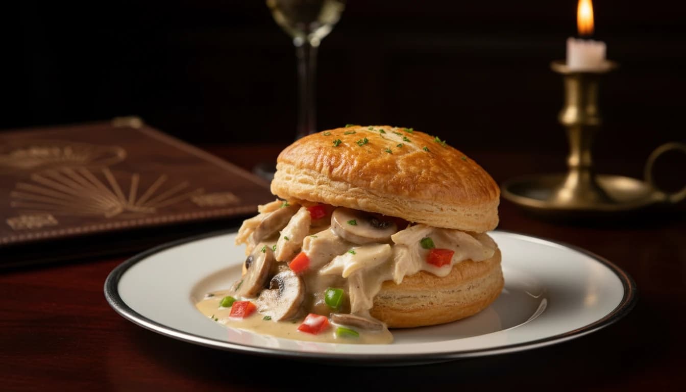 Creamy Chicken à la King in puff pastry shell