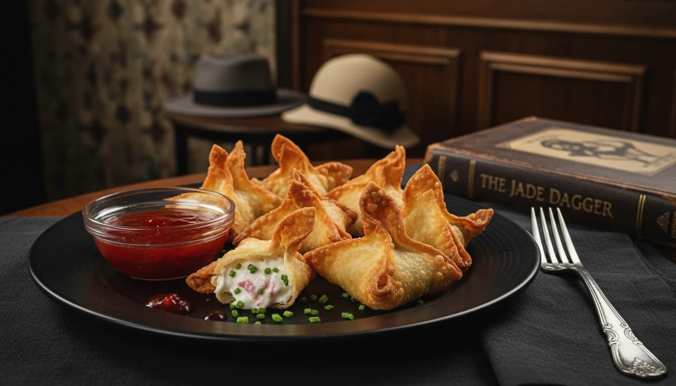 Golden Crab Rangoon with sweet chili sauce