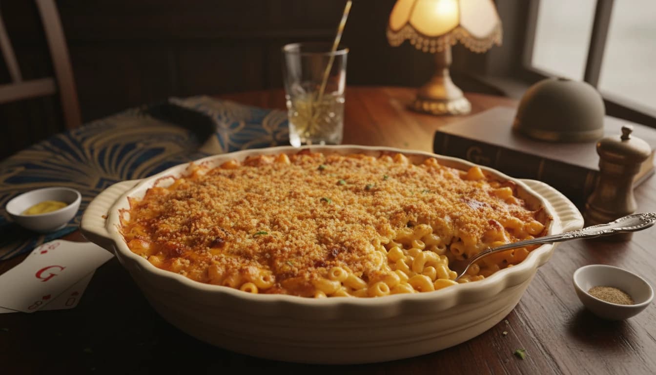 Golden baked Macaroni and Cheese from the oven