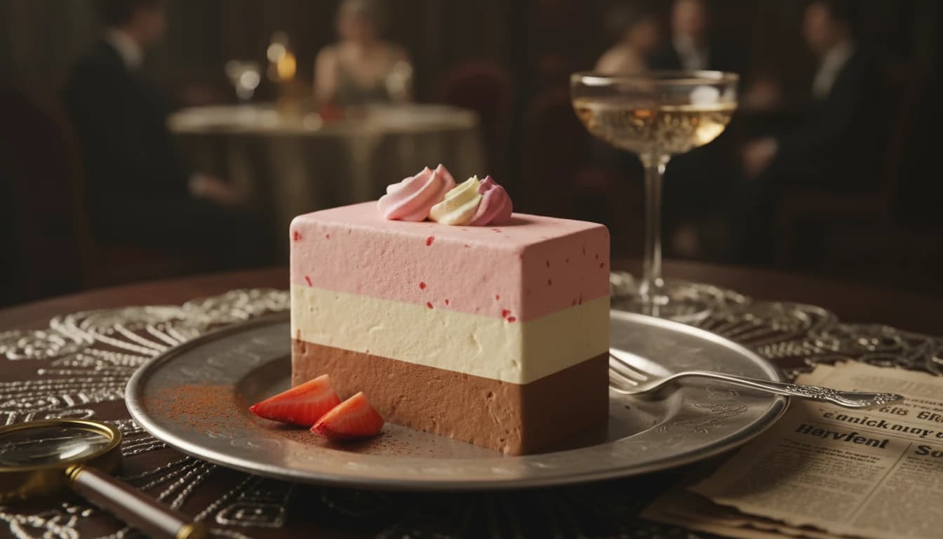 Three-layered Neapolitan Ice Cream in vanilla, chocolate and strawberry