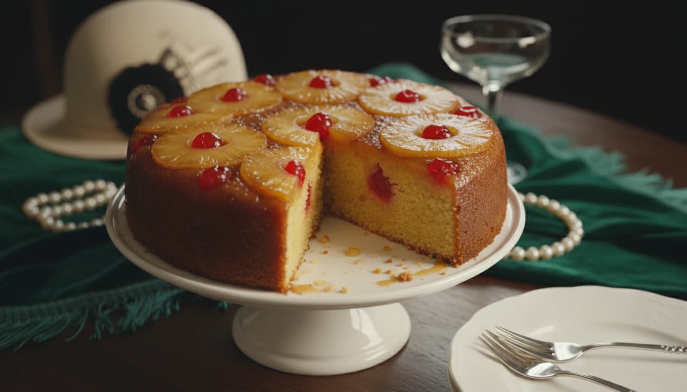 Caramelized Pineapple Upside-Down Cake with pineapple rings