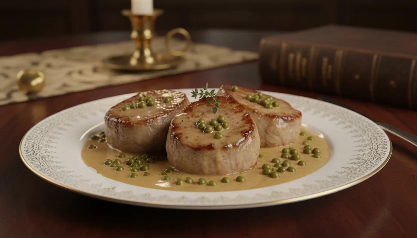 Zarte Kalbsmedaillons in cremiger Cider-Pfeffer-Sauce
