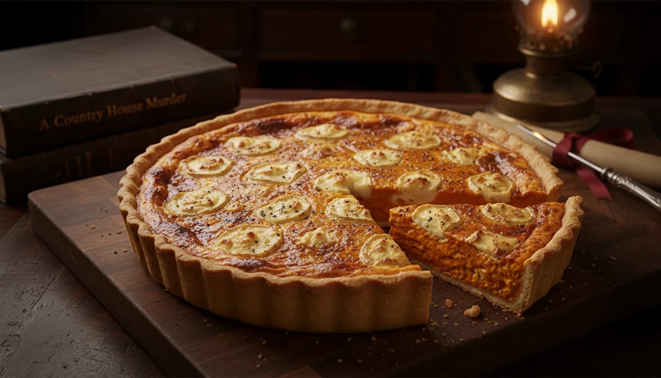 Goldbraune Kürbis-Quiche mit Ziegenkäse aus dem Ofen