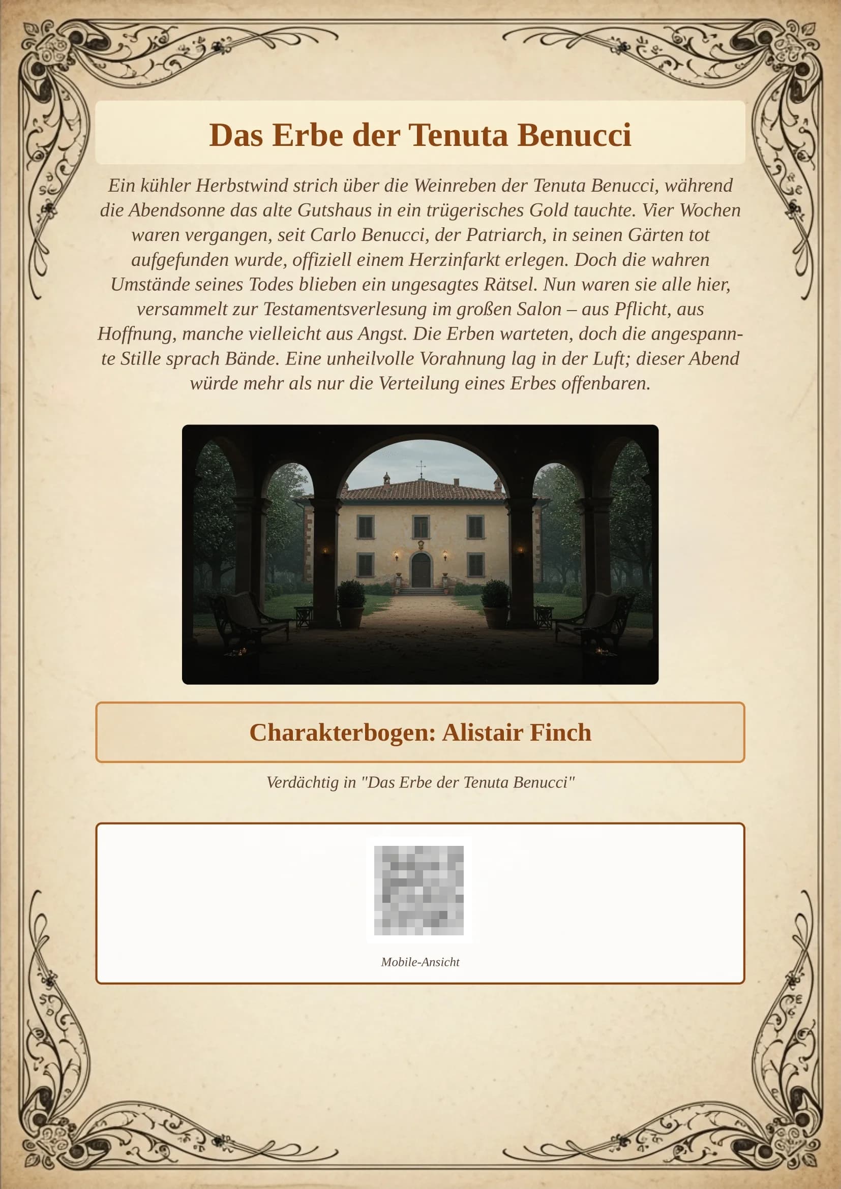 Fiche personnage PDF Crime & Dine .io — aperçu
